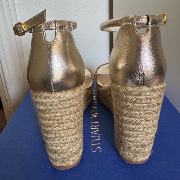 Stuart Weitzman Nudist Metallic Platform Wedge Espadrilles - Size 8C -NEW IN BOX - Picture 5 of 9